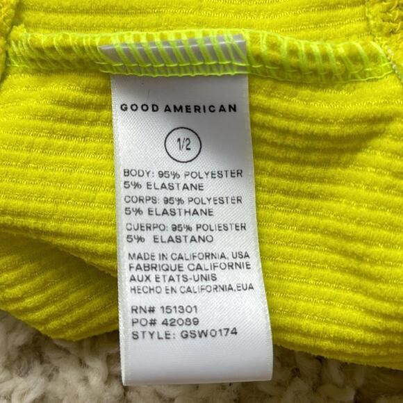 Good American Womens Crinkle Basic Bandeau Bikini‎ Top Size S-M  Yellow New - Picture 5 of 8